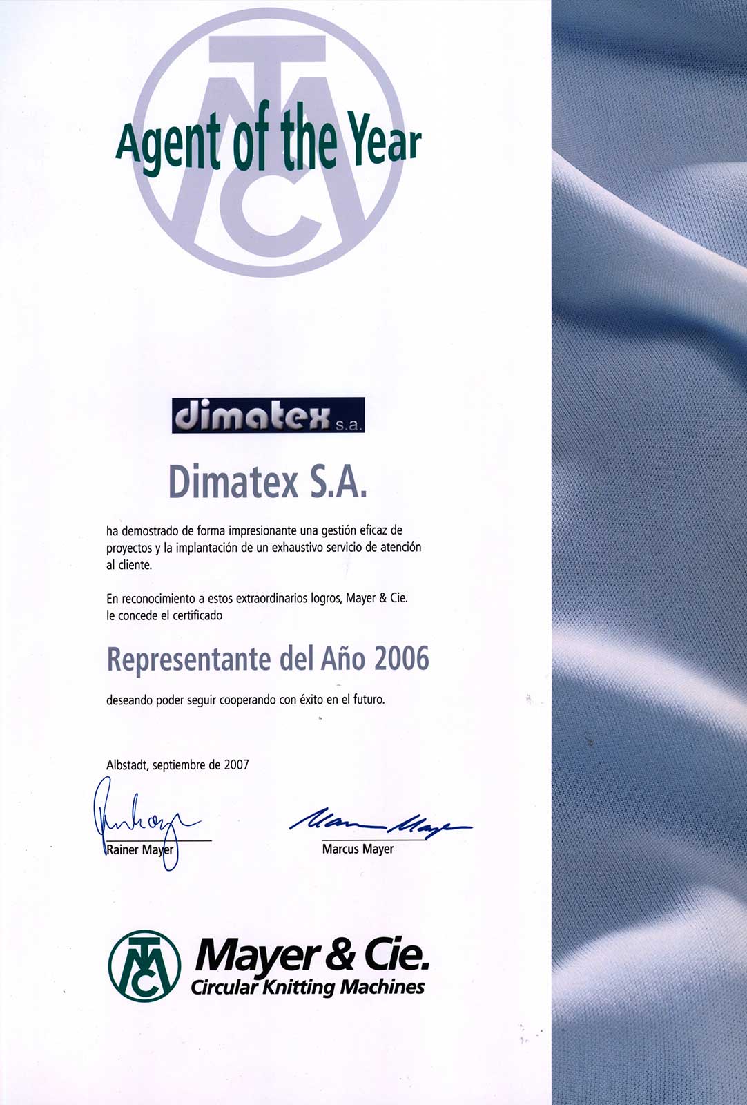 Premio Agente del Año 2006, presentado por Rainer y Marcus Mayer.
